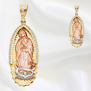 Colgante de Nuestra Señora de Guadalupe, accesorio de joyería de tendencia Chapado en tres tonos de oro de 14 quilates para mujeres, hombres, niños de fe cristiana - Product Image 6