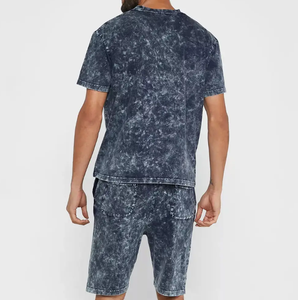 Ensemble chemise et short de survêtement avec logo personnalisé été 300 GSM lavé 100% coton sérigraphie courte - Product Image 2