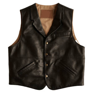 2025 personnalisé haute qualité nord-américain en cuir moto gilet nouveau motard décontracté bouton décoration OEM vêtements extérieurs lavés - Product Image 1