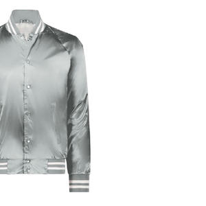 Blouson aviateur en satin personnalisé avec col montant brodé sur mesure veste en satin uni style baseball Letterman vente en gros - Product Image 5