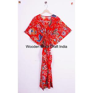 Vestido Kaftán 100% Algodón Puro con Encaje Floral y Cuadros para Mujeres Embarazadas - Vestido Maxi para Playa y Dormir - Product Image 1