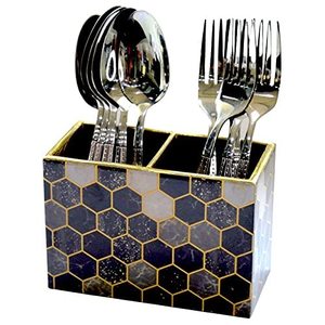 ที่ใส่ช้อนส้อมไม้พิมพ์ลายตกแต่ง ราคาประหยัด สำหรับจัดระเบียบเคาน์เตอร์ครัวให้เรียบร้อย ผิวเรียบเนียน - Product Image 1