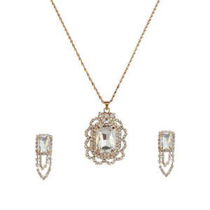 Kriaa Fine Jewelry Set 1202913 Pendentif en pierre blanche autrichienne avec plaqué or - Product Image 1