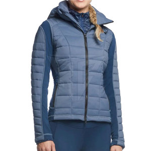 Chaqueta acolchada de poliéster impermeable transpirable de punto de invierno con logotipo personalizado al por mayor para uso en exteriores para mujer - Product Image 1