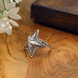Anillo Ajustable de Estrella de Mar Plateada Vintage, Estilo Playa y Océano para Mujer, Joyería Bohemia Costera - Product Image 3
