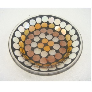 Placa cónica de vidrio con acabado de mosaico, placa cónica de forma redonda, portavelas para el hogar, sala de estar, comedor, mesa, fiesta, uso decorativo - Product Image 2