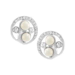 Kriaa Boucles d'oreilles plaqué argent avec perle blanche 1307166-Bijoux élégants en perles - Product Image 1