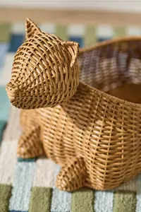 Cesta de Almacenamiento de Mimbre Tejida Ecológica con Forma de Gato, Cesta de Mimbre para Guardar Juguetes, Decoración para Cuarto de Niños, Sala de Juegos, Dormitorio - Product Image 2