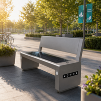 Banco público para exteriores con energía solar YUBANG |   Banco de Jardín Impermeable IP65 con Carga Inalámbrica y USB para Parques Urbanos y Campus