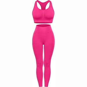 Ensemble de yoga sans couture écologique de haute qualité pour femmes soutien-gorge de sport au dos réglable avec décor à glissière pour ensembles de fitness et de yoga - Product Image 1