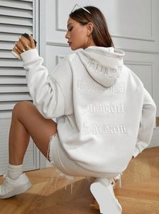 Sudadera de gran tamaño de lana de algodón de manga larga para mujer, capucha recortada, moda de invierno, ropa de calle básica, ropa de gimnasio, informal estampada - Product Image 5