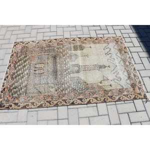 Tapis vintage, tapis turc décoratif 3,3x5,2 pieds, tapis camouflage marron orange - Product Image 3