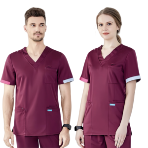 Vente chaude Personnalisable Multicolore Infirmière Uniformes Unisexe Stretch Hôpital Travail Scrubs Chirurgical Gommage Costume En Gros - Product Image 1