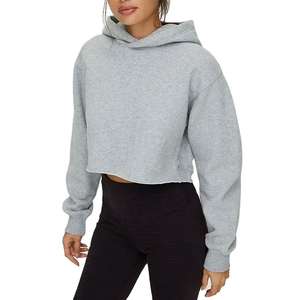 Diseño personalizado 100% algodón cómodo invierno Crop Top Sudadera con capucha con logotipo frontal secado rápido y características ecológicas para mujeres - Product Image 2