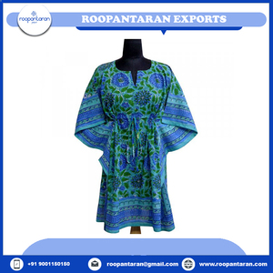 Meilleures ventes, prix de gros ODM, kaftans de plage à manches courtes en voile pur coton imprimé à la main, tendance, grande taille - Product Image 4