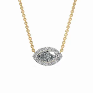 Pour Votre Regard : Pendentif Halo Marquise en Diamant de Laboratoire de 0,970 Carat, 19 Pièces, Or Jaune, Rose ou Blanc 9K, 14K, 18K, Bijoux de Luxe - Product Image 1