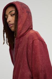 Conception avant de qualité supérieure hommes coton lourd impression Streetwear fermeture éclair sweats à capuche unisexe épaule tombante - Product Image 6