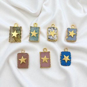 Colgantes de rebanada de Calcedonia rosa, abalorio galvanizado de 16x12mm, abalorios rectangulares, suministros de joyería hechos a mano, venta al por mayor - Product Image 6