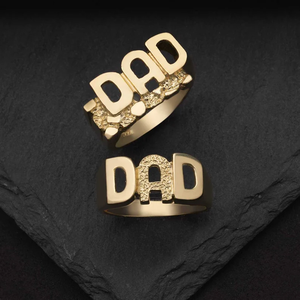 Nugget <b>DAD</b> Ring Real 10K Gold Plated Solid Unisex Fine Quality Fashion <b>Jewelry</b> for Engagement Without Diamond Accessories - Product Image 1