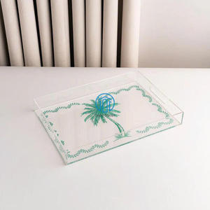 Transparent Acrylic Ramadan <b>Serving</b> <b>Tray</b> with Palm Tree Decorative Clear <b>Plastic</b> Food Organizer for Eid Mubarak Arabian Gift - Product Image 6