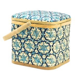 Cestas de almacenamiento de bambú con estampado floral con patrón de flores, cesta de almacenamiento de frutas con cesta de regalo colorida, versátil y duradera - Product Image 1