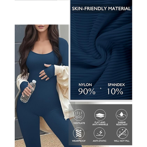 Monos de ejercicio acanalados de Yoga, camisetas sin mangas de una pieza, mono sin mangas para mujer, monos sin costuras de entrenamiento - Product Image 3