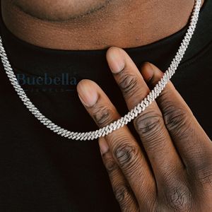Cadena de eslabones cubanos finos de una fila de oro blanco de 14 quilates de plata 925 con eslabones de 5mm pasa el probador de diamantes para joyería de moissanita - Product Image 2