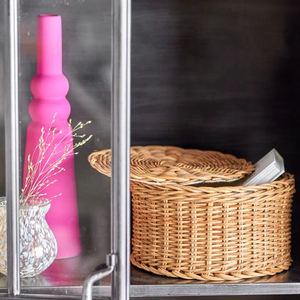 Round storage <b>basket</b> with lid, Multi-purpose storage <b>basket</b>, home organization accessory, highly aesthetic, wholesale available. - Product Image 3