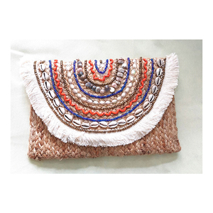 Bohème coquille femmes sacs à bandoulière enveloppe sac à main sacs à bandoulière été à la main Jute sac de plage femmes embrayages avec gland - Product Image 6