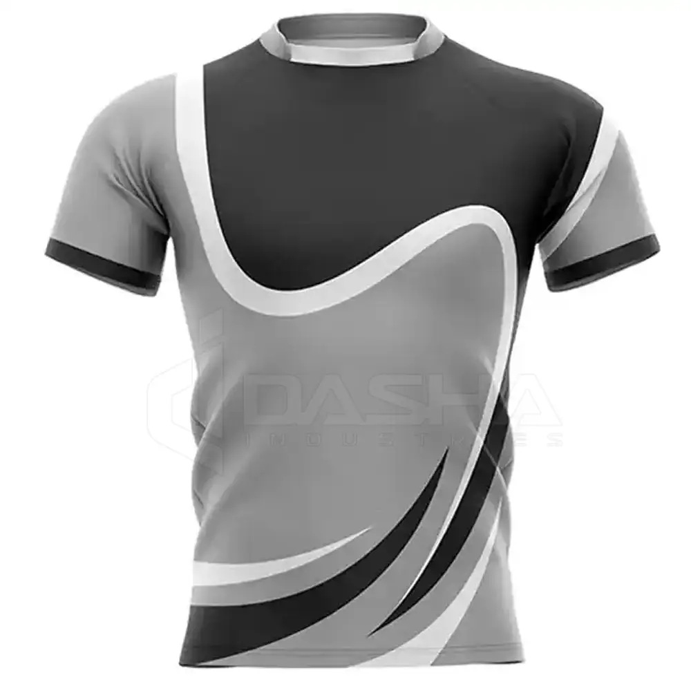 Vente en gros directe d'usine de maillot de rugby à logo personnalisé maillot de rugby en polyester extensible à séchage rapide