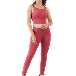 En Stock, Hecho en Pakistán, Conjunto de Yoga para Mujer, Ropa Casual, Logotipo Frontal Sólido, 2 Piezas, Secado Rápido, Transpirable, Precio Bajo - Product Image 5