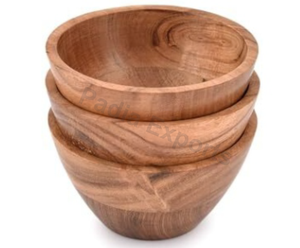 Round <b>Salad</b> Bowl With <b>Server</b> Set <b>wooden</b> bowl - Product Image 1