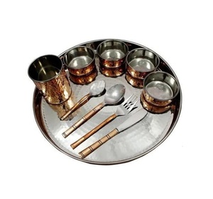 Shiny <b>Polished</b> 100% Pure Copper Dinnerware Set Food Grade Real Copper Thali for Home Hotel Weddings Luxury Metal Tableware - Product Image 6