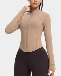 Top Qualité Slim Fit Yoga Vestes Haute Extensible Pleine Fermeture Éclair Peau Serré Gym Fitness Vêtements Veste - Product Image 3