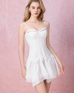 White <b>Spaghetti</b> <b>Strap</b> Sweetheart <b>Dress</b> Captivating Style Customizable OEM/ODM Made in Vietnam - Product Image 3