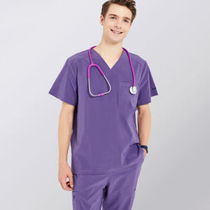 Ensembles d'uniformes de gommage costume médical uniforme d'hôpital couleur unie col en v uniforme d'infirmière personnalisé - Product Image 3