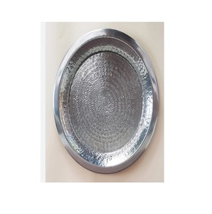 Bandeja de servicio de cobre de forma redonda, mesa elegante clásica hecha a mano, chapada en oro con mango de diseñador, bandeja de servicio de cobre - Product Image 5