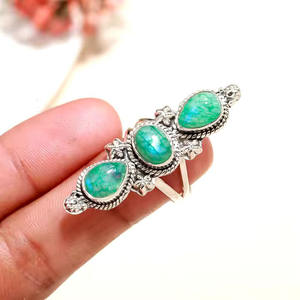 Anillo de ajuste de bisel de piedra lunar verde de Plata de Ley 925 para mujer, fiesta de compromiso de boda, gran regalo de Navidad clásico - Product Image 2