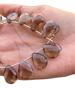 Quartz fumé naturel poire à facettes pierre précieuse en vrac qualité AAA pierres précieuses en gros fabrication de bijoux - Product Image 4