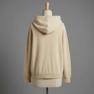 Sudadera con Capucha de Lujo para Mujer, Mezcla de Poliéster/Algodón Pesado, Bordado 3D en la Parte Delantera, Estilo Holgado, Color Avena - Product Image 5