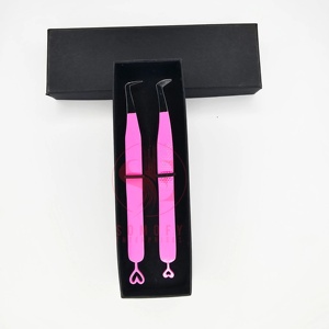 Pinzas de pestañas de maquillaje populares Cuidado de la belleza Pinzas de extensión de pestañas para niñas Pinzas de pestañas de acero inoxidable de etiqueta privada - Product Image 3