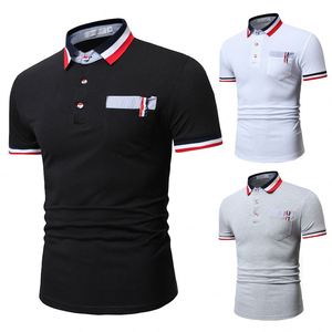 High Quality Men's Short Sleeve <b>Polo</b> Shirt Black and <b>White</b> Contrast Breathable Fabric with Custom Design and Logo Embroidery - Product Image 4