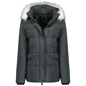 À la mode élastique poignets fourrure à capuche Parka veste à glissière pour les femmes élégant hiver spécial fermeture éclair poches avec personnaliser patchs - Product Image 1