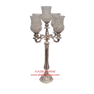 Bougeoirs 5 bras centres de mariage candélabres de haute qualité grand doré décoration de la maison candélabres faits à la main pour mariage - Product Image 2