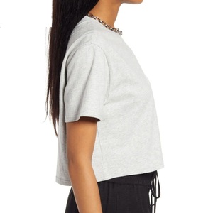 T-shirt de couleur unie pour femmes, haut court d'entraînement, haut court pour femmes, chemises confortables et décontractées, t-shirt court pour femmes, vente en gros - Product Image 6