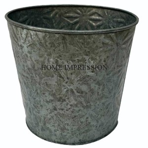 Jardinière de fleurs galvanisées artisanales et grand pot pour intérieur et extérieur pots de fleurs et jardinières décoratifs faits à la main de forme ronde - Product Image 3