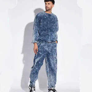 Survêtement d'hiver solide lavé à l'acide pour hommes Style évasé vêtements personnalisés impression par transfert de chaleur pantalon de survêtement unisexe empilé - Product Image 3