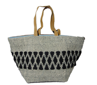 Große Damen-Tragetasche mit Individuell Bedrucktem Logo, Geometrischem Design, 100% Canvas, Kilim Durries Ledergriff, Leichtgewichtig und Wiederverwendbar