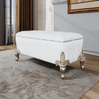 Tabouret de rangement en bois pouf de rangement en cuir synthétique boîte de couverture tuftée pour ensemble de chambre armoire à chaussures pour meubles de salon