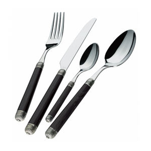 Ensemble de couverts en acier inoxydable plaqué argent à poignée en résine noire design personnalisé pour usage quotidien - Product Image 5